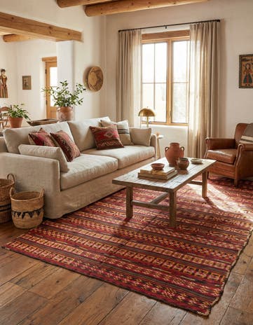 5' 5 x 10' 3 Hand Woven Kilim Fars Wool Rug