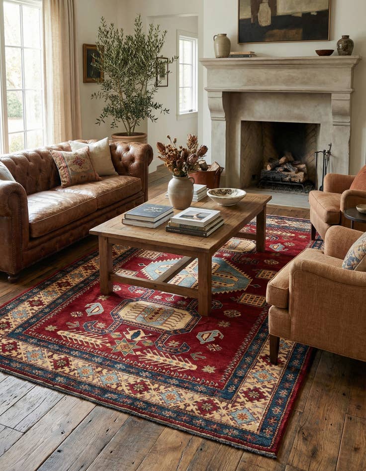 Detail image of  5' 11 x 8' 8  Hand Knotted Kazak Wool Rug