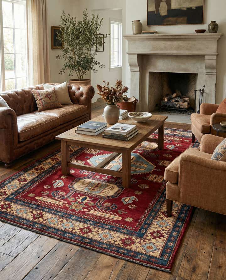 5' 11 x 8' 8 Hand Knotted Kazak Wool Rug