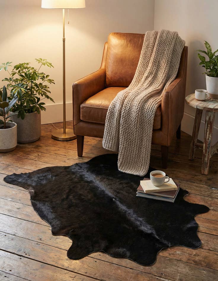 Detail image of 1' 8 x 2' 6 Cowhide Leather Rug