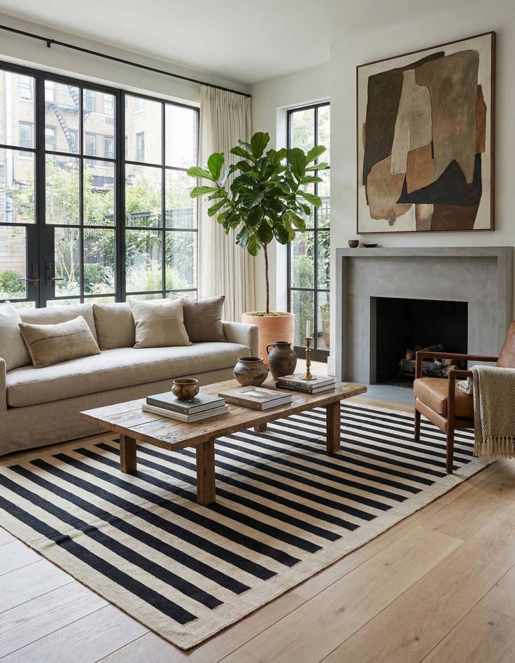 Detail image of 6' 10 x 9' 9  Hand Woven Kilim Modern Wool Rug