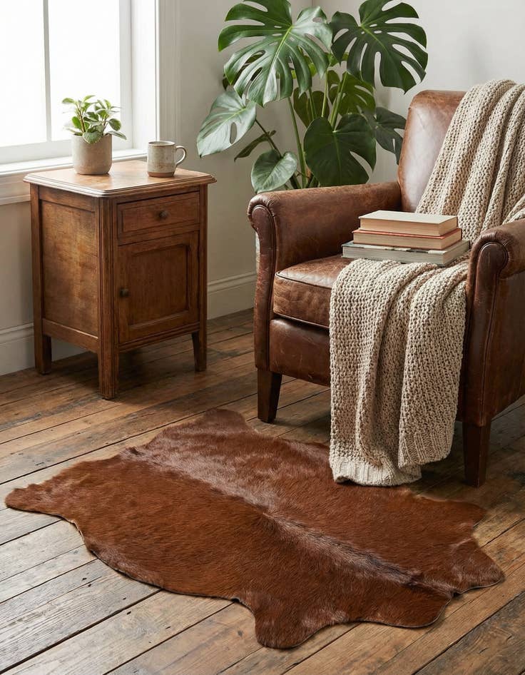 Detail image of 1' 8 x 2' 7 Cowhide Leather Rug