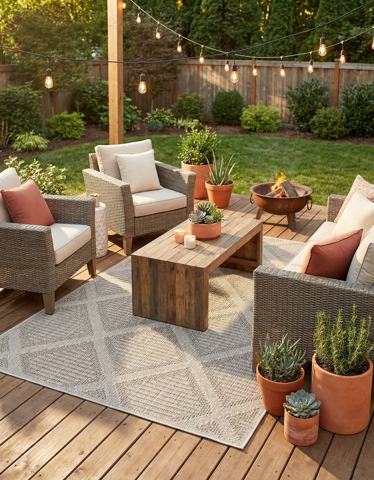 Detail image of  5' 3 x 8'  Washable Lattice Indoor / Outdoor Rug