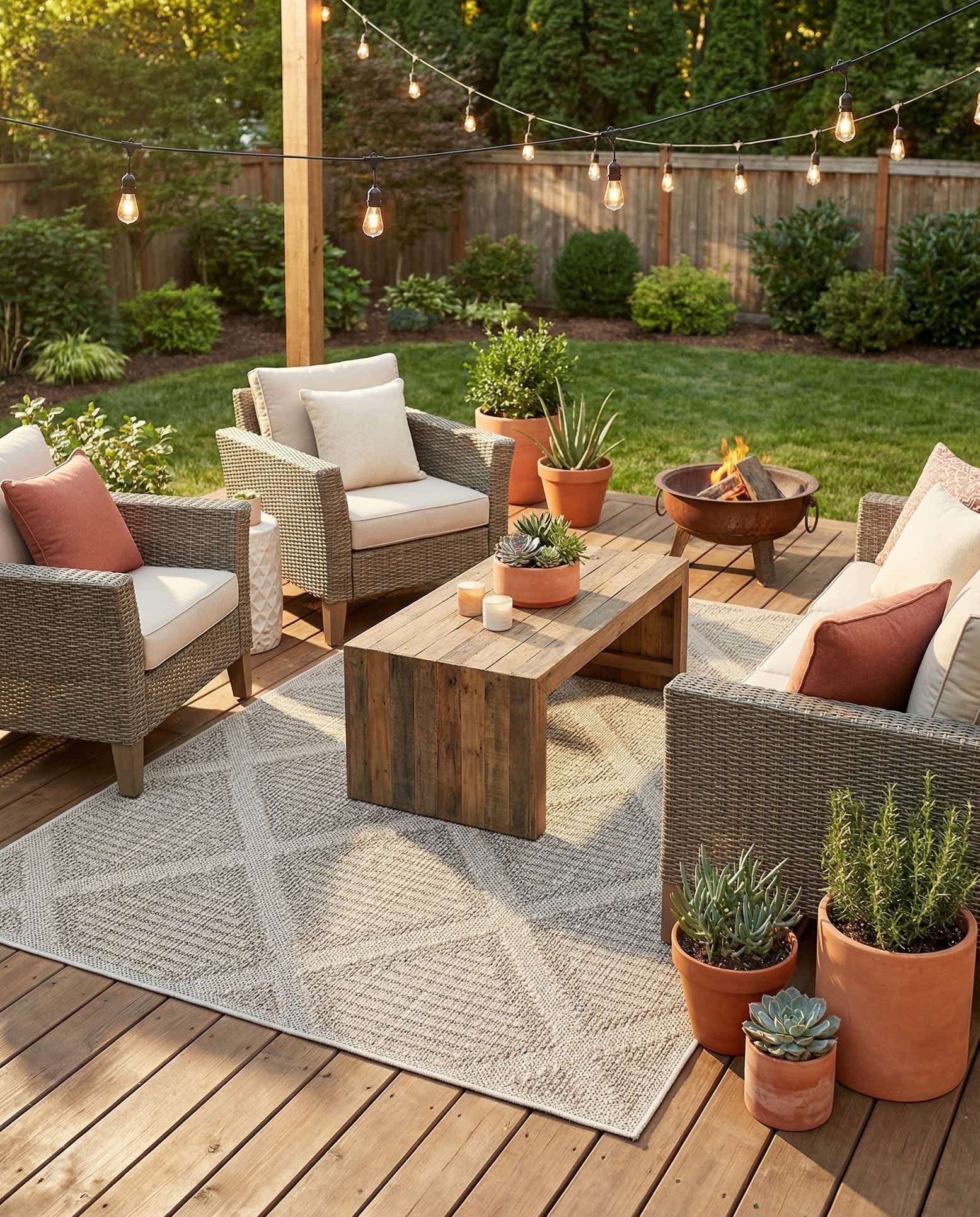5' 3 x 8' Easy-Clean Lattice Indoor / Outdoor Rug