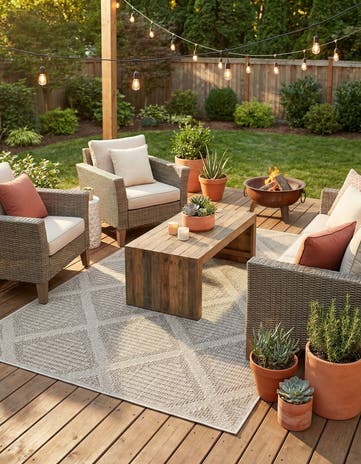 5' 3 x 8' Easy-Clean Lattice Indoor / Outdoor Rug