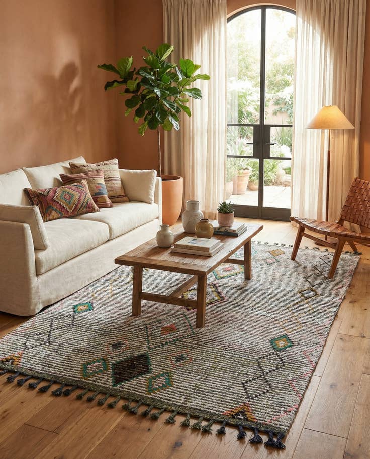Detail image of 5' 4 x 7' 8 Hand Knotted Moroccan Wool Rug