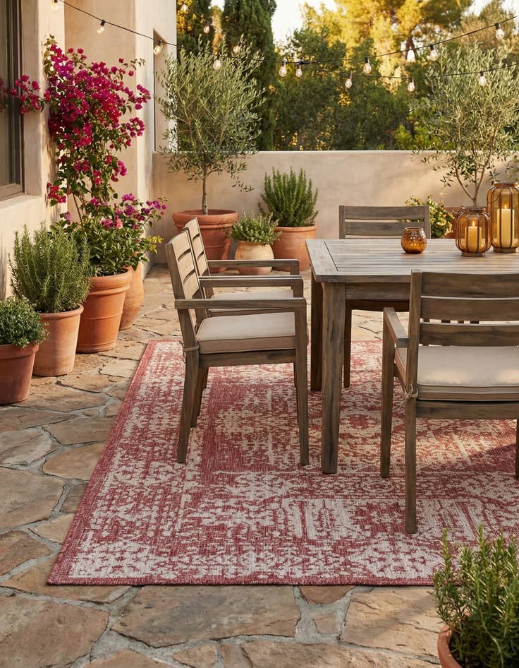 Detail image of 7' x 10'  Washable Traditional Indoor / Outdoor Rug