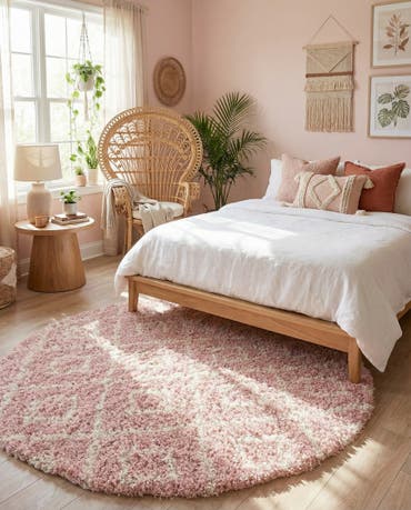  6' x 6' Lattice Shag Round Rug