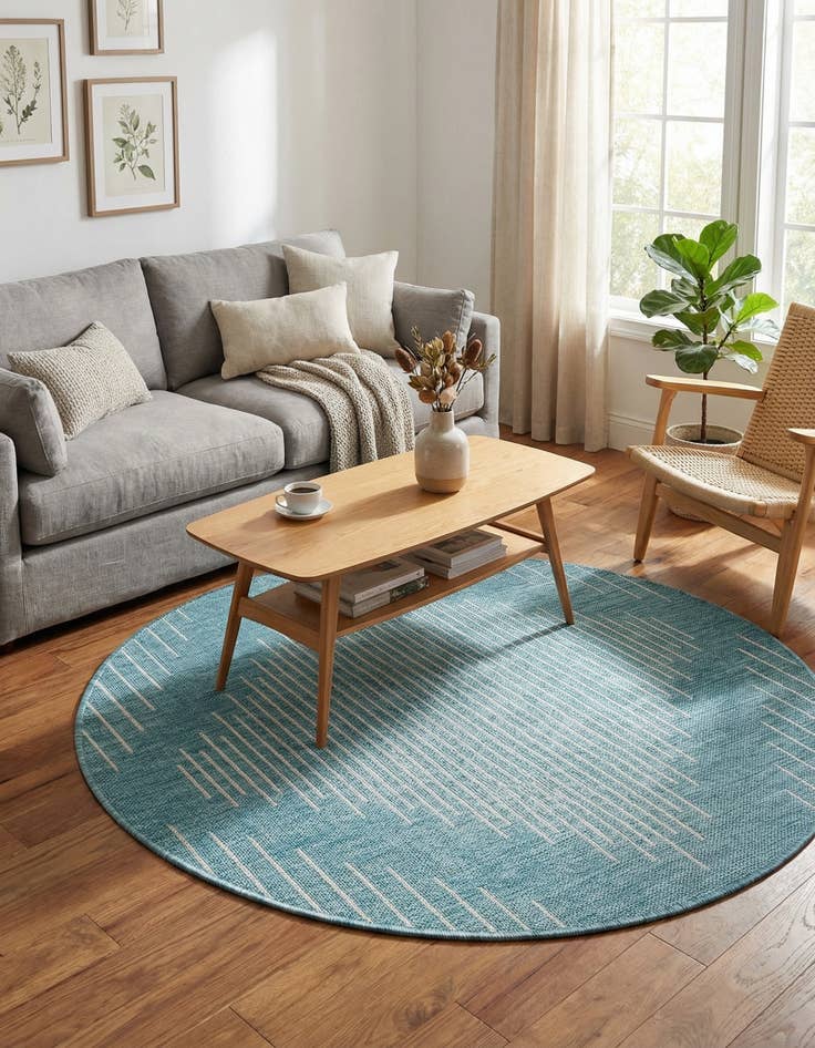 Detail image of 4' x 4'  Washable Modern Indoor / Outdoor Round Rug