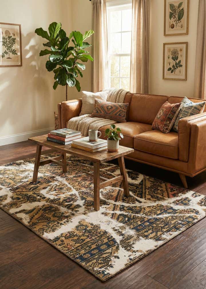 4' x 5' 9 Hand Knotted Ultra Vintage Persian Wool Rug