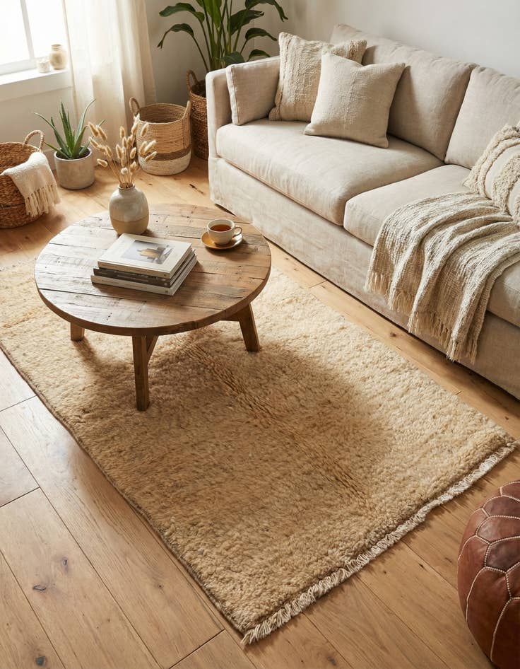 Detail image of 2' 5 x 4' 8  Hand Knotted Moroccan Wool Runner Rug