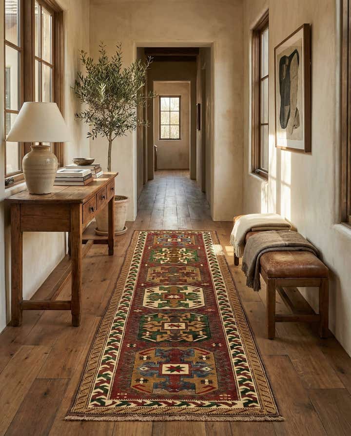 3' x 9' 9 Hand Knotted Kazak Wool Runner Rug