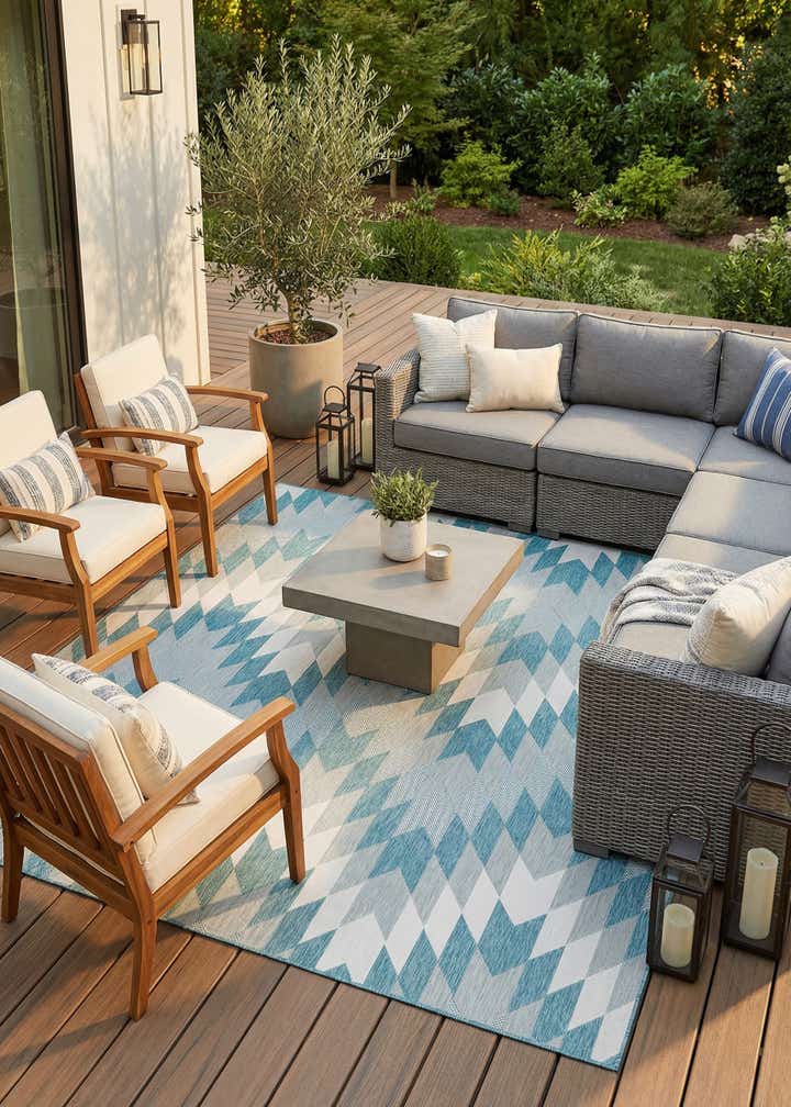 10' x 10' Easy-Clean Modern Indoor / Outdoor Square Rug