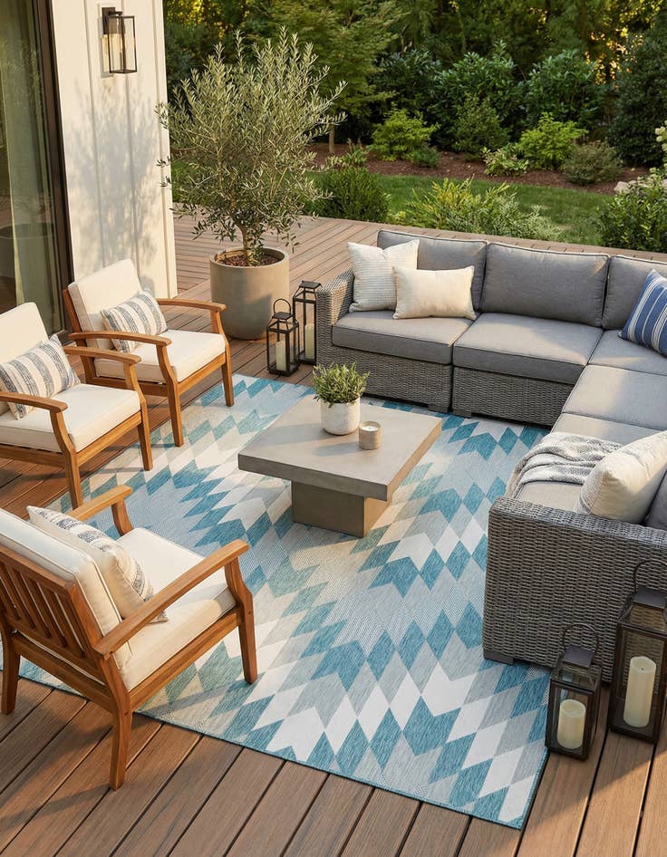 Detail image of 10' x 10'  Washable Modern Indoor / Outdoor Square Rug