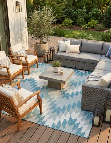 10' x 10' Easy-Clean Modern Indoor / Outdoor Square Rug