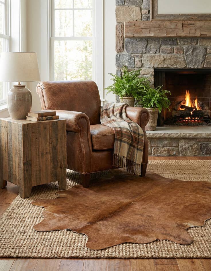 Detail image of 1' 7 x 2' 5 Cowhide Leather Rug