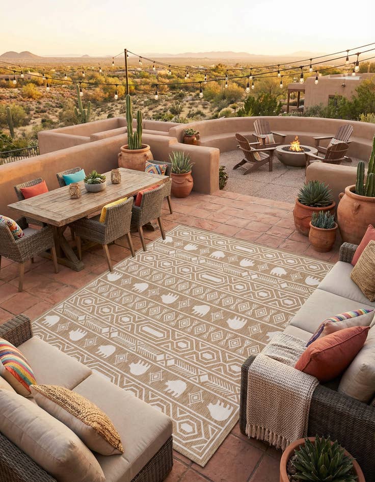 Detail image of  13' x 13'  Washable Southwestern Indoor / Outdoor Square Rug