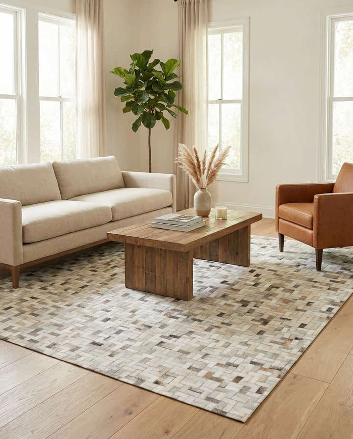 5' 7 x 7' 10 Cowhide Stocks Rug