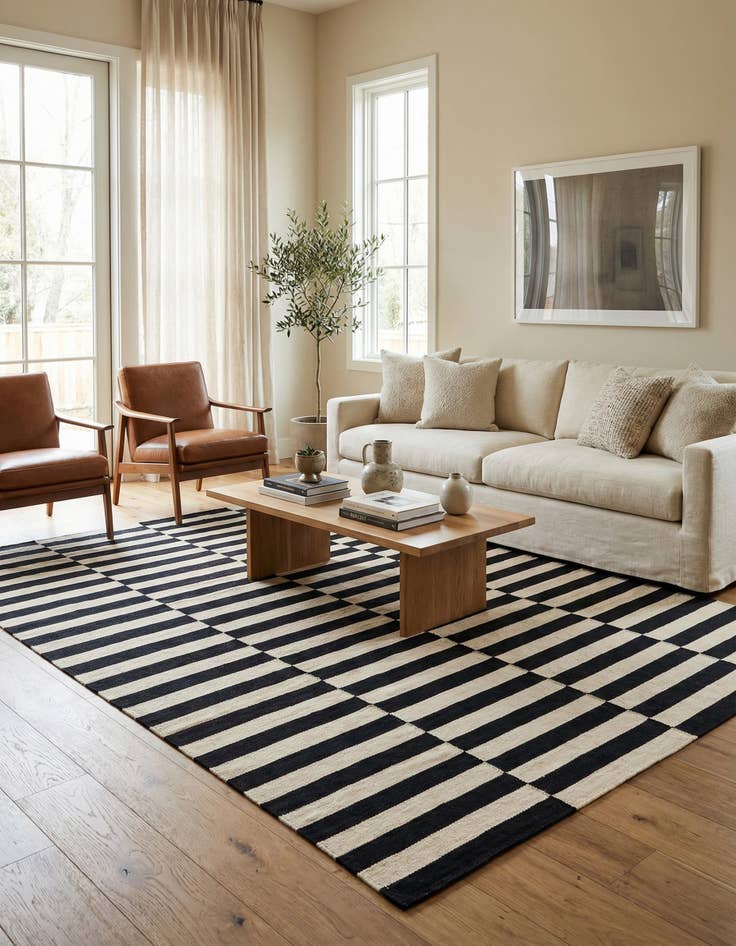 Detail image of 6' 8 x 9' 9  Hand Woven Kilim Modern Wool Rug