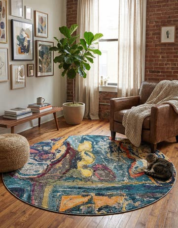 6' x 6' Washable Haerfest Round Rug