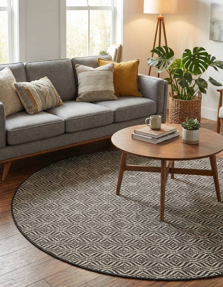 Detail image of 6' x 6' Easy-Clean Trellis Indoor / Outdoor Round Rug