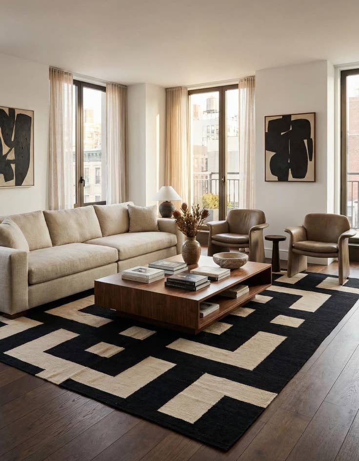 Detail image of 6' 10 x 9' 7  Hand Woven Kilim Modern Wool Rug