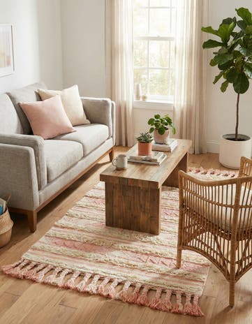 Baby Pink Hand Woven Arizona Wool Rug