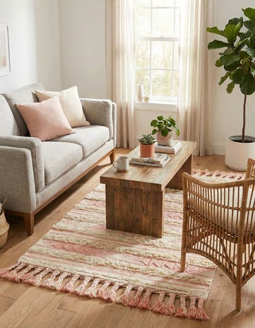 Baby Pink Hand Woven Arizona Wool Rug