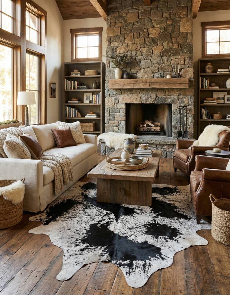 Detail image of 7' 5 x 7' 8 Cowhide Leather Square Rug