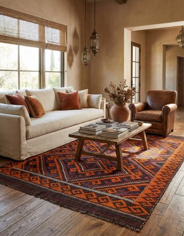 7' x 9' 1 Hand Woven Kilim Fars Wool Rug