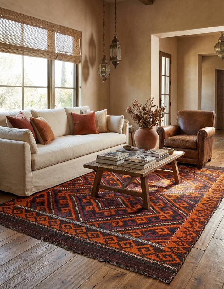 Detail image of 7' x 9' 1  Hand Woven Kilim Fars Wool Rug