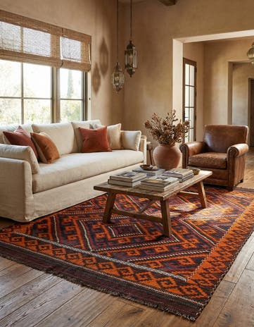 7' x 9' 1 Hand Woven Kilim Fars Wool Rug