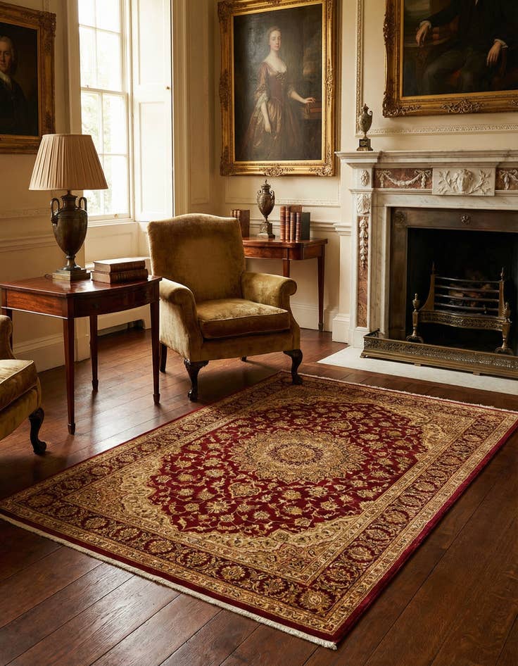 Detail image of 3' 3 x 4' 11 Ghom Silk Rug