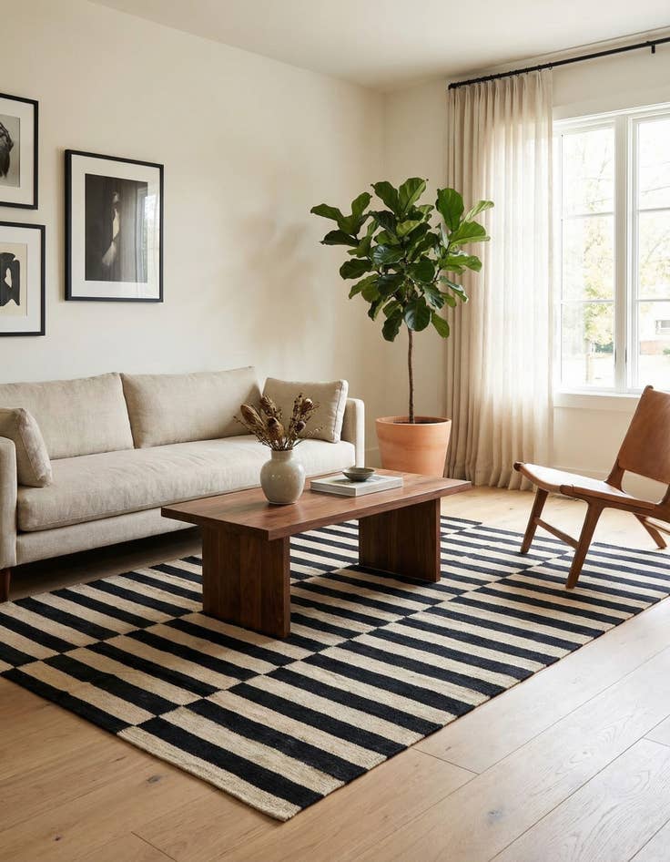 Detail image of 4' 4 x 5' 10  Hand Woven Kilim Modern Wool Rug