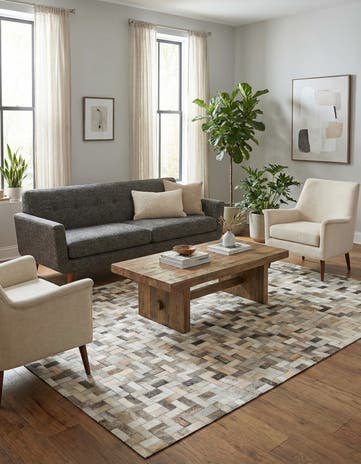 4' 4 x 6' 7 Cowhide Stocks Rug