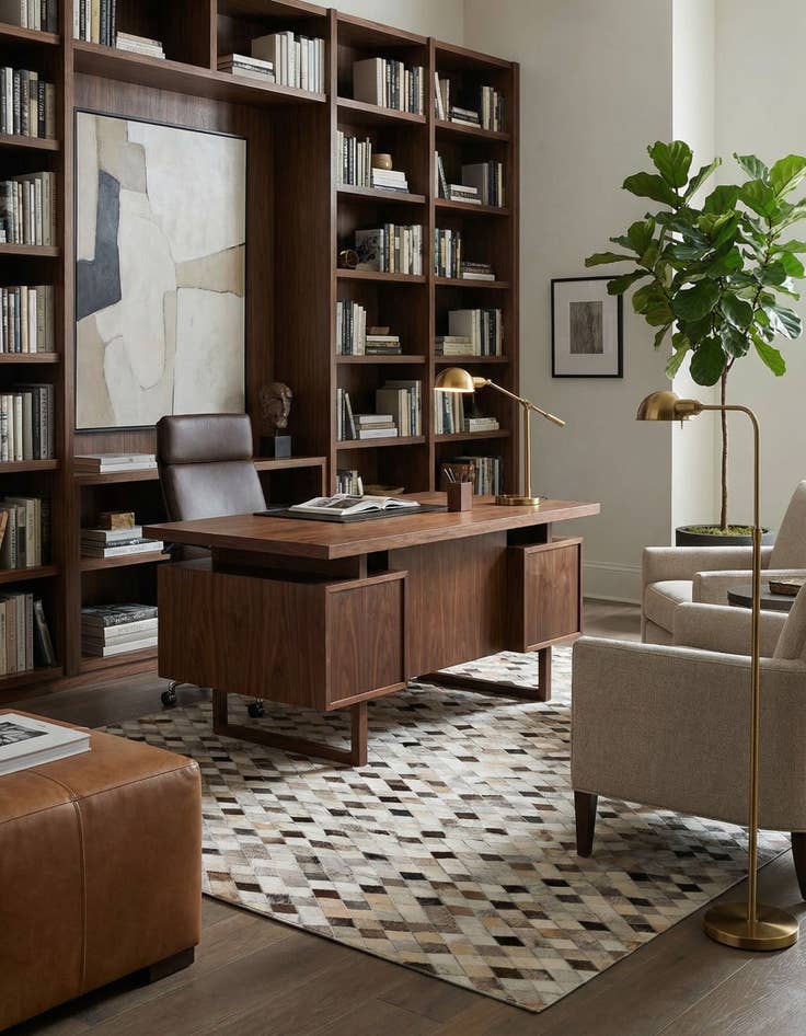 Detail image of  4' 7 x 6' 8 Cowhide Stocks Rug