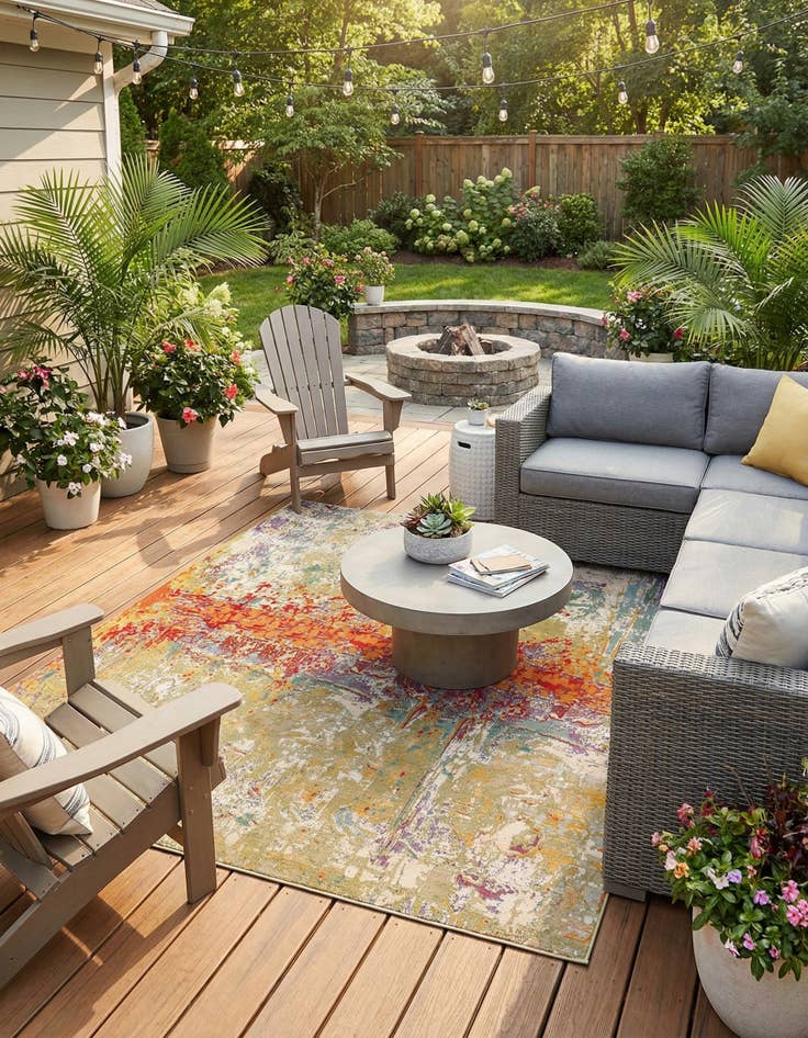 Detail image of 10' x 10'  Washable Modern Indoor / Outdoor Square Rug