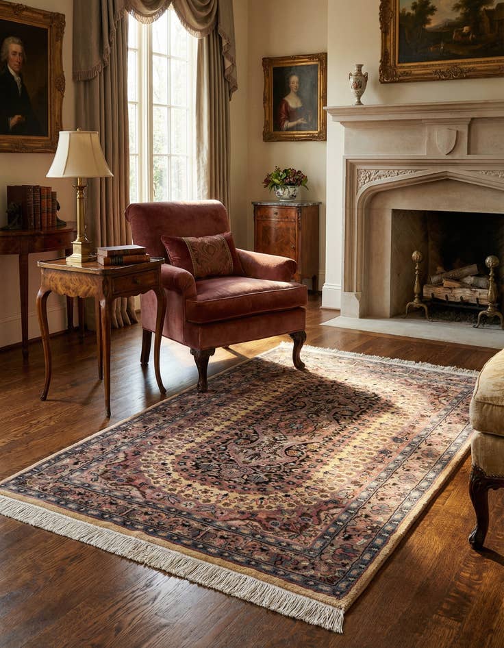 Detail image of 3' 3 x 5' 3  Hand Knotted Kashmir Oriental Rug