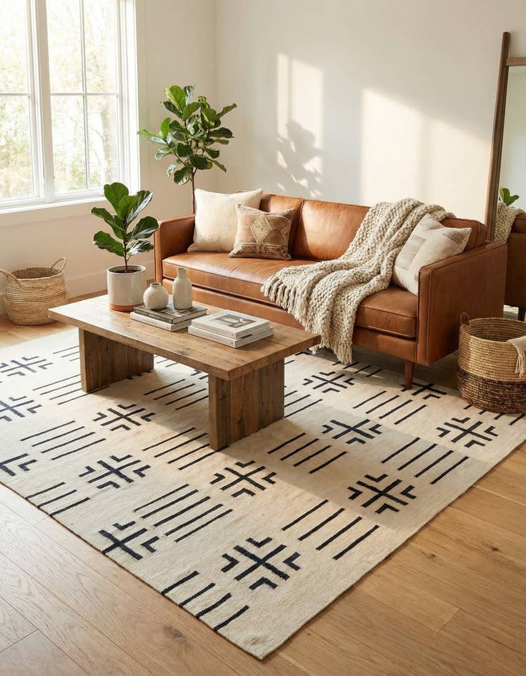 Detail image of 5' 3 x 6' 6  Hand Woven Kilim Modern Wool Square Rug