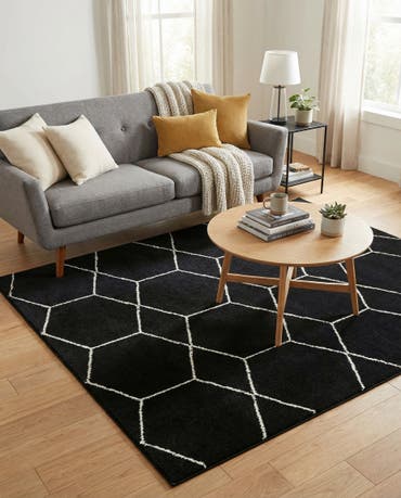  5' 3 x 5' 3 Lattice Frieze Square Rug