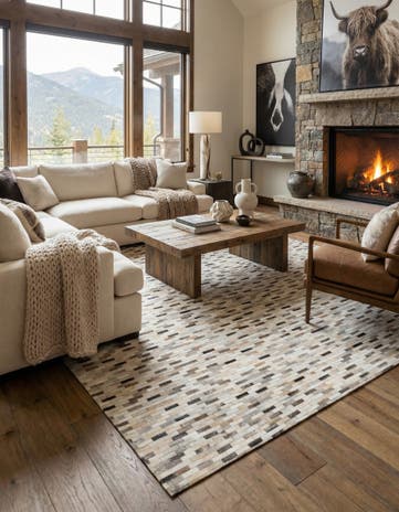 6' 8 x 10' Cowhide Stocks Rug