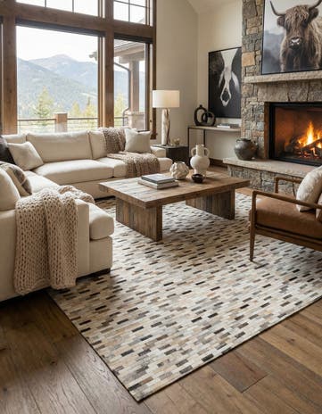 6' 8 x 10' Cowhide Stocks Rug