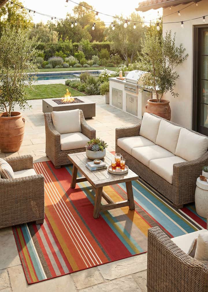 7' 10 x 10' Easy-Clean Modern Indoor / Outdoor Rug