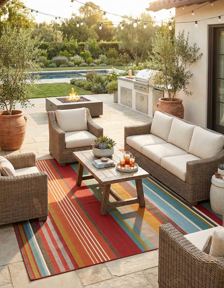 Detail image of 7' 10 x 10' Easy-Clean Modern Indoor / Outdoor Rug
