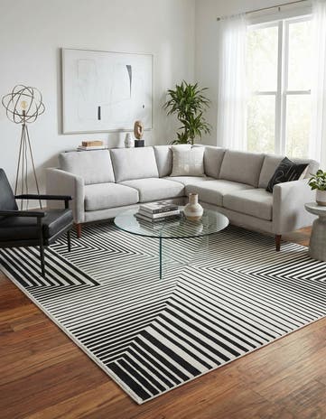 Black and White Milano Square Rug
