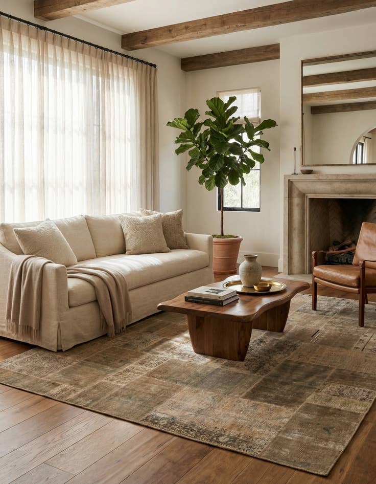 Detail image of  8' x 9' 8  Hand Knotted Ultra Vintage Persian Wool Rug