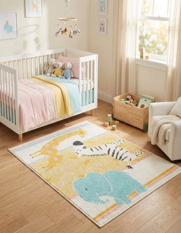 2' 2 x 2' 11 Animals Whimsy Kids Rug