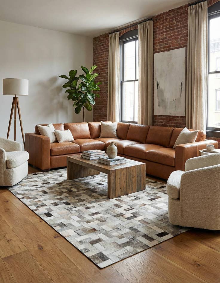 Detail image of 5' 1 x 8' Cowhide Stocks Rug