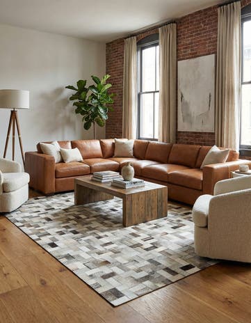 5' 1 x 8' Cowhide Stocks Rug