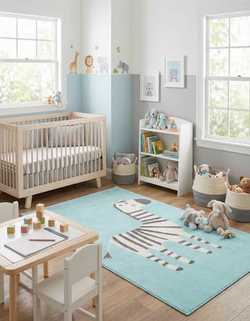 5' 3 x 8' Zebra Whimsy Kids Rug